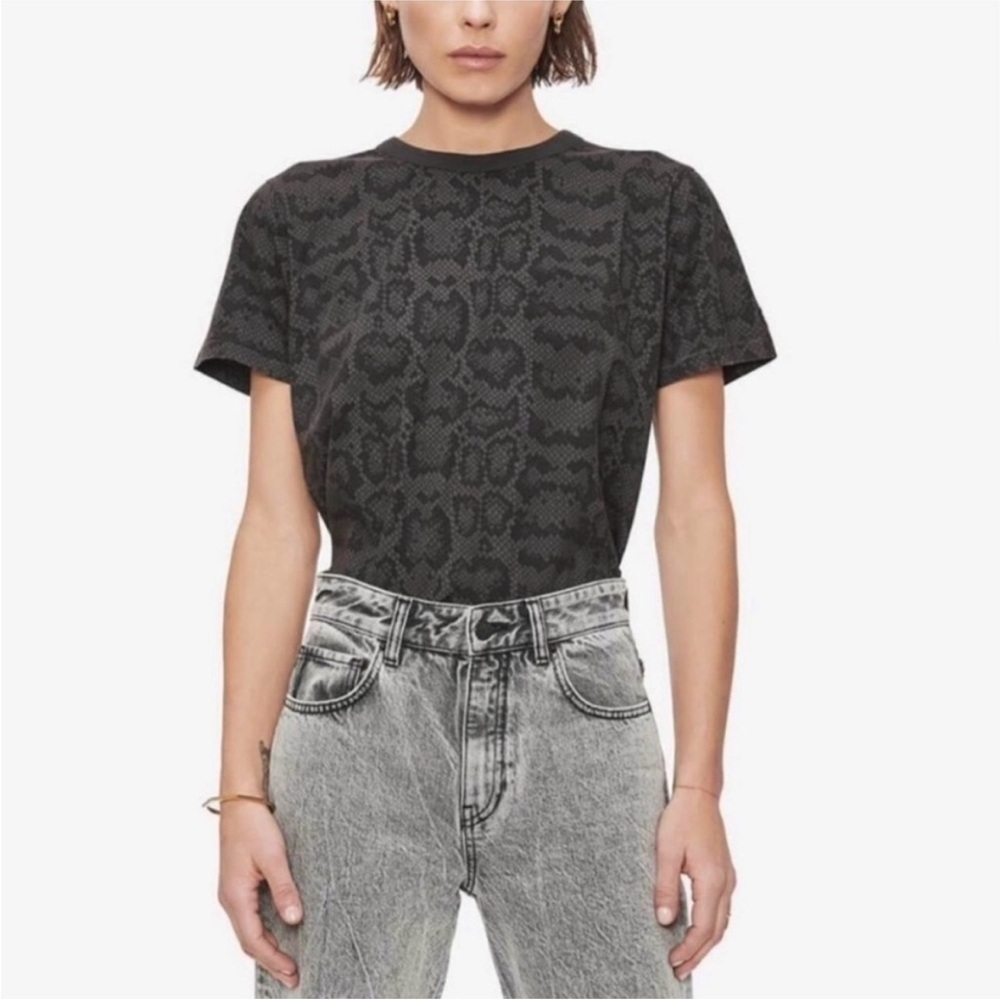 Anine Bing Snakeskin Reptile 100% Cotton Grey Charcoal Tee Women’s Large